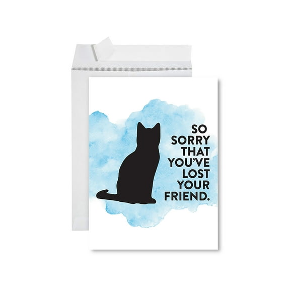 Koyal Wholesale Jumbo Pet Sympathy Card with Envelope, So Sorry That You've Lost Your Friend Cat Loss, 8.5" x 11", 1-Pk