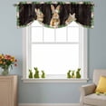 thumbnail image 2 of Easter Bunny Tie Up Valances Curtain, Spring Cute Rabbit Daisy Floral Leaf Plants Wood Grain Adjustable Rod Pocket Short Window Treatment Tie Up Curtains Valances for Kitchen Bathroom 42x18 Inches, 2 of 9