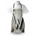 thumbnail image 3 of Letter W Apron Uppercase W Bolt Screws Industrial Kitsch Artful Symbolic Person Initials Image, Unisex Kitchen Bib Apron with Adjustable Neck for Cooking Baking Gardening, Silver Gold, by Ambesonne, 3 of 3