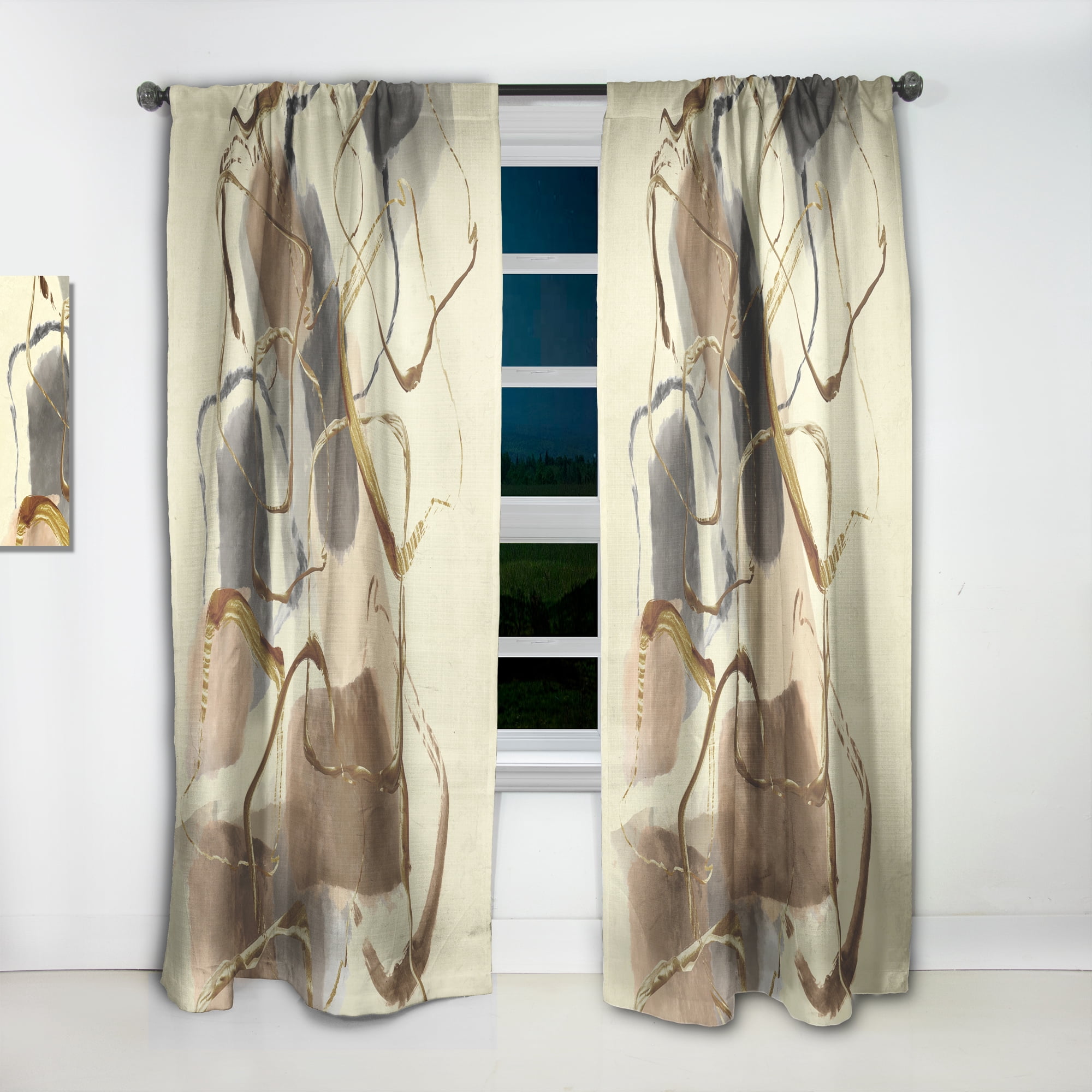Designart 'Abstract Gold Glam Squares VIII' Glam Curtain Panel