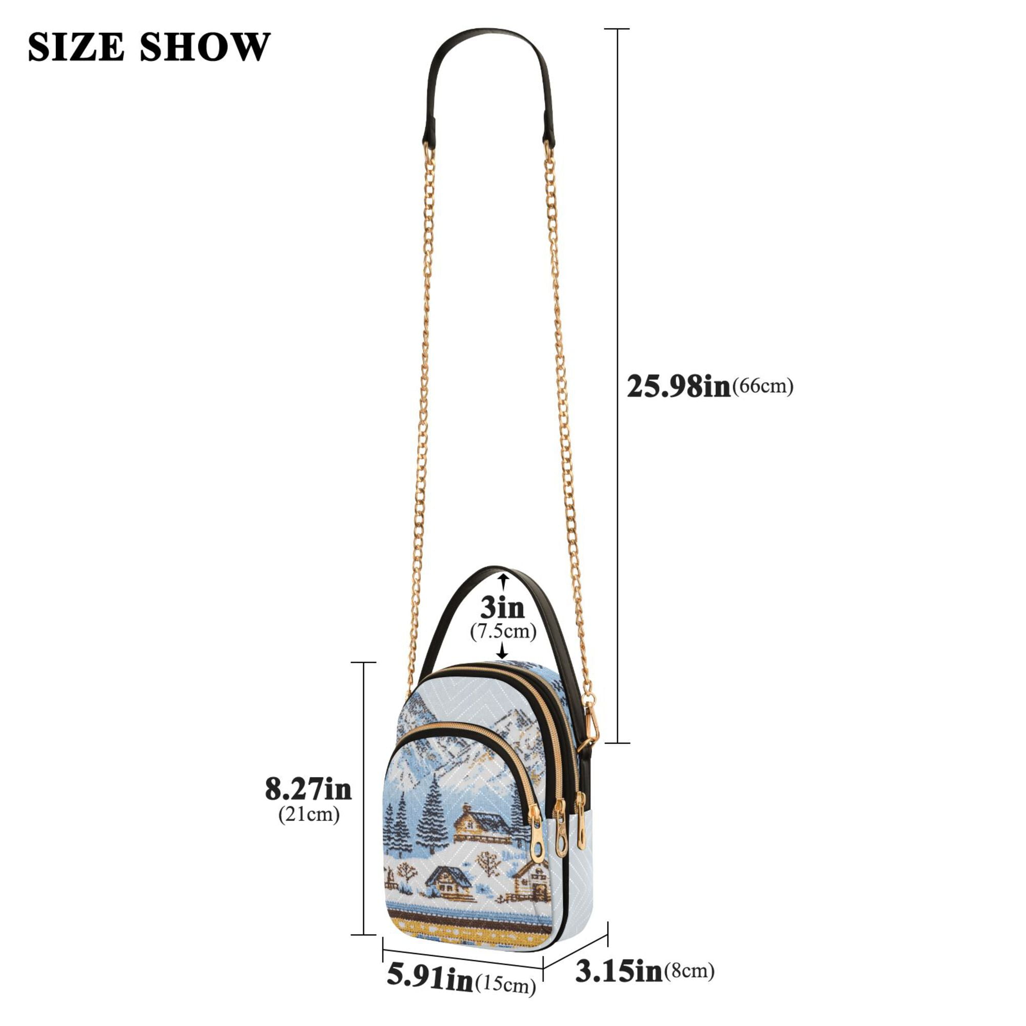 FORMRS Crossbody Bag for Women Quilted Travel Shoulder Cell Phone Purse with Chain Strap Handbag, Winter Village