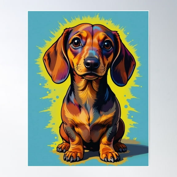 Dachshund (Pop Art Design) Poster Wall Art, Modern Wall Decor For Living Room Bedroom, 12x18 UNFRAMED