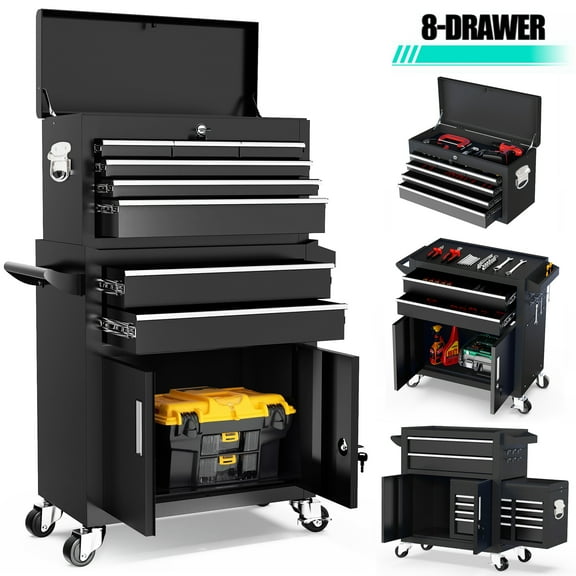 5-Drawer Rolling Tool Box, 2-IN-1 Hidden Multifunctional Tool Chest, Blue Tool Box on Wheels Storage Tool Organizer Cart,Classification Box