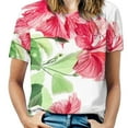 thumbnail image 1 of T-Shirt à Manches Courtes à Volants Hibiscus pour Femmes, Mode Décontractée, Cadeau pour Fille, Fleur d'Hibiscus, Botanique, 1 of 5