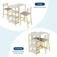 thumbnail image 4 of Ensemble de Salle à Manger 3 Pcs Gain de Place – Table Moderne avec 3 Étagères de Rangement, 2 Chaises Rembourrées en PU, Acier Robuste et MDF, Rallonge à Dessus Rabattable, Idéal pour Petites Cuisines Marbre Blanc et Or, PU Souple, 4 of 8