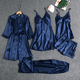 thumbnail image 4 of 5PC Silk Robe Sleep Suit Womens Lace Satin Pajamas Gown Set V-Neck Cami Nighties Wear Pijama Home Nightwear Spring Nightdress, 4 of 4
