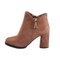 thumbnail image 1 of NECHOLOGY Botas Mujer Adulto Femenino Zapatos Botines para mujer Zapatos de mujer Botas casuales Color sólido Tacón Tacón grueso Gamuza y botas de terciopelo (Khaki, 7.5), 1 of 6