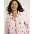 thumbnail image 3 of Joyspun Women's Flannel Long Sleeve Top and Pants Pajama Set, 2-Piece, Sizes XS-3X, 3 of 5