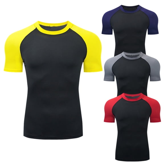 Eltusu Men's Athletic T-Shirts, Short Sleeve Crewneck Casual Breathable Sport Tops Yellow Size M-3XL