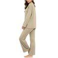 thumbnail image 5 of Womens Pajama Sets Long Sleeve Top and Pant V Neck Solid Color Two Piece Outfit Sets, 5 of 7