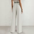 thumbnail image 4 of High Waisted Pants for Women Loose Casual Business Office Dress Pants Trendy Flowy Straight Leg Slacks with Pockets White L, 4 of 6