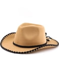 thumbnail image 2 of XIAOCHA Womens Solid Cowboy Hat Stitched Trimming Outdoor Farm Cowgirl Hat,Khaki, 2 of 3