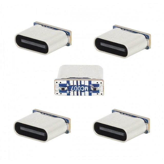 Adaptador Hembra Tipo C de 5 Piezas, Conector Hembra Tipo C de 5 Pines, Puerto de Carga para Soldadura de PCB, Adaptador de Reparación DIY.