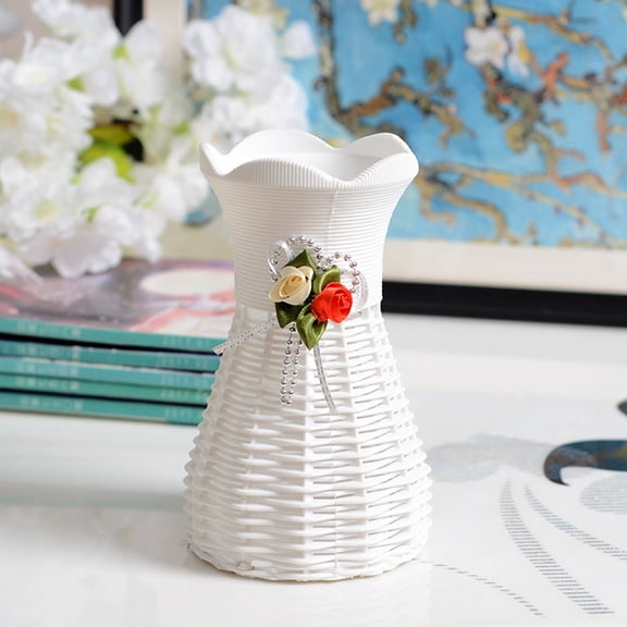 ETEREAUTY White Plastic Vase Set of 2, Stylish Home Decor for Living Room, Bedroom, Office, Ideal Gift for Homeowners and Friends