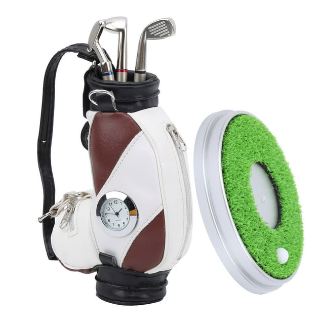 With Desktop Golf Pen Set 3 Ballpoint Pens and Mini Bag Zinc Alloy Golf Pen Bag with Base