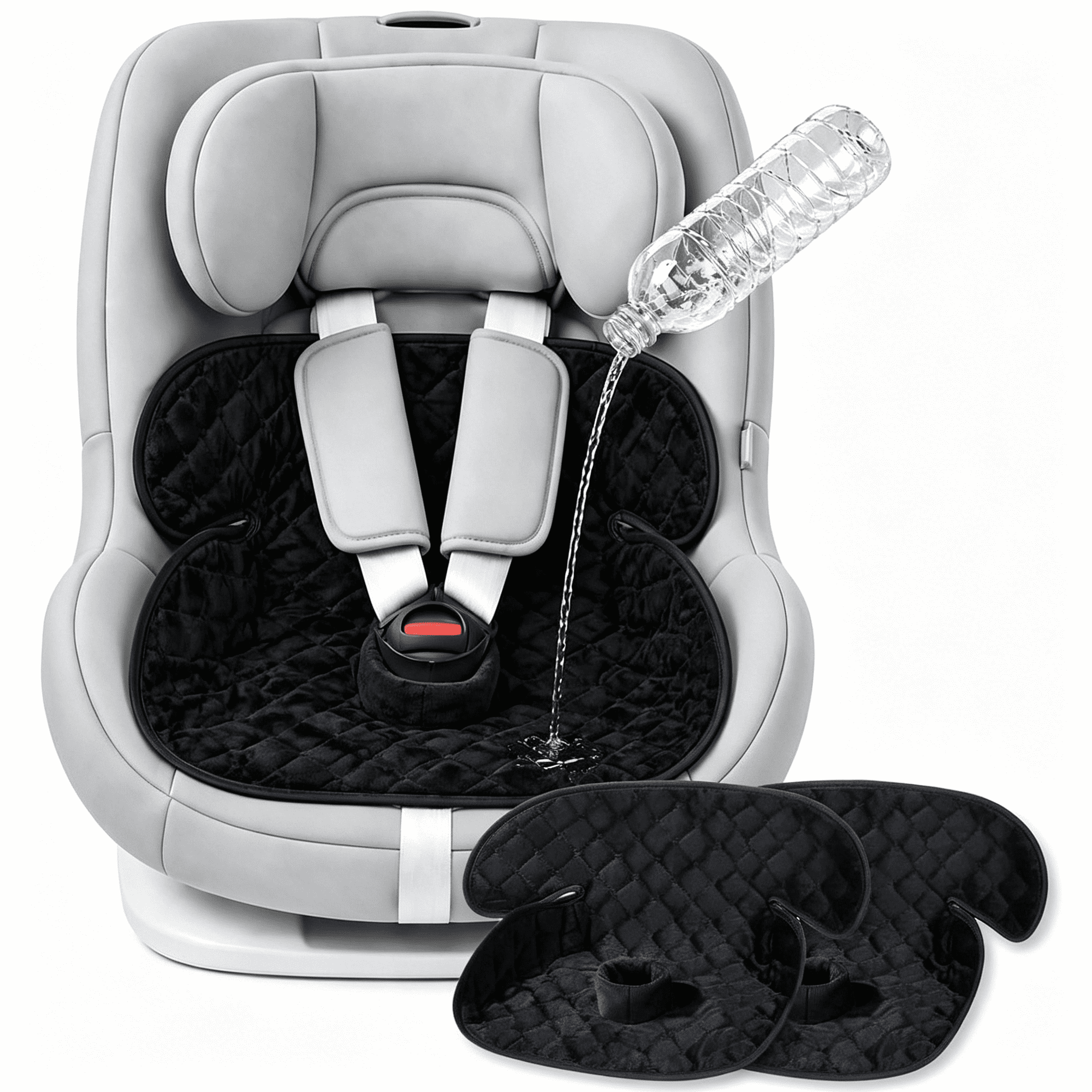 RIONIMA 2 Pack Waterproof Piddle Pads,Potty Training Car Seat Protector&Reusable Liner-Non-Slip,Leak-Proof Cover for Car Seats,Strollers,High Chairs,Machine Washable(Black)