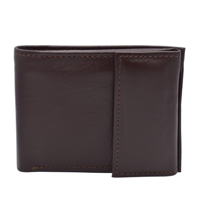 Cartera Hombre Piel Genuina Cierre Velcro Monedero Identificación Interiores en Tela Chocolate
