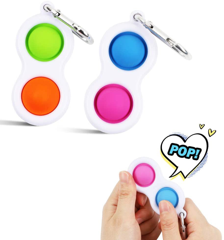 Mini Keychain Dimple Sensory Toys Stress Reliever 2pcs Simple Dimple Fidget Toy 