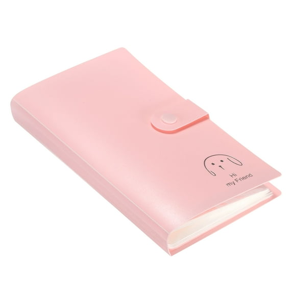 Uxcell Plastic Business Card Holder Portable Binder Book Name Cards Organizer Pink 1Pack