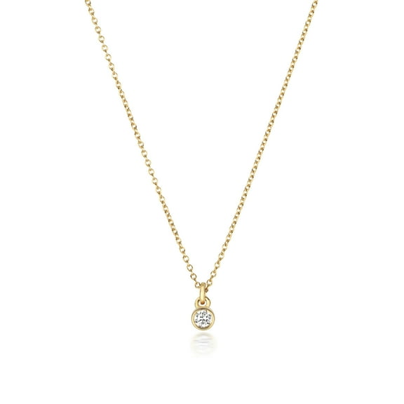 18k Gold Women Diamond Pendant and Chain Brilliant Cut 0.05 Carat H - SI2 - 18 inch