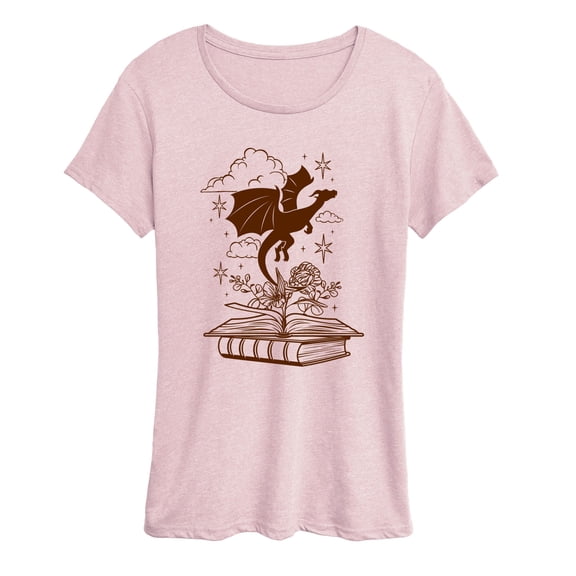 Instant Message - Dragon Flying Out Of Book - Women's Short Sleeve Graphic T-Shirt