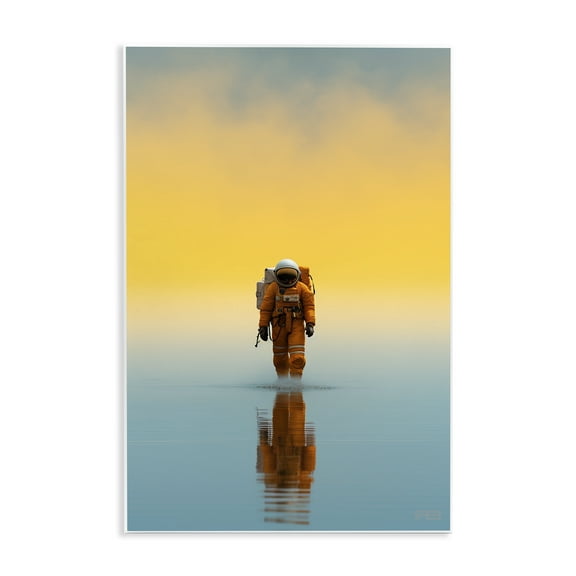 Stupell Industries Astronaut with Ombre Sunset People Painting Unframed Art Print Wall Art, 10 x 15