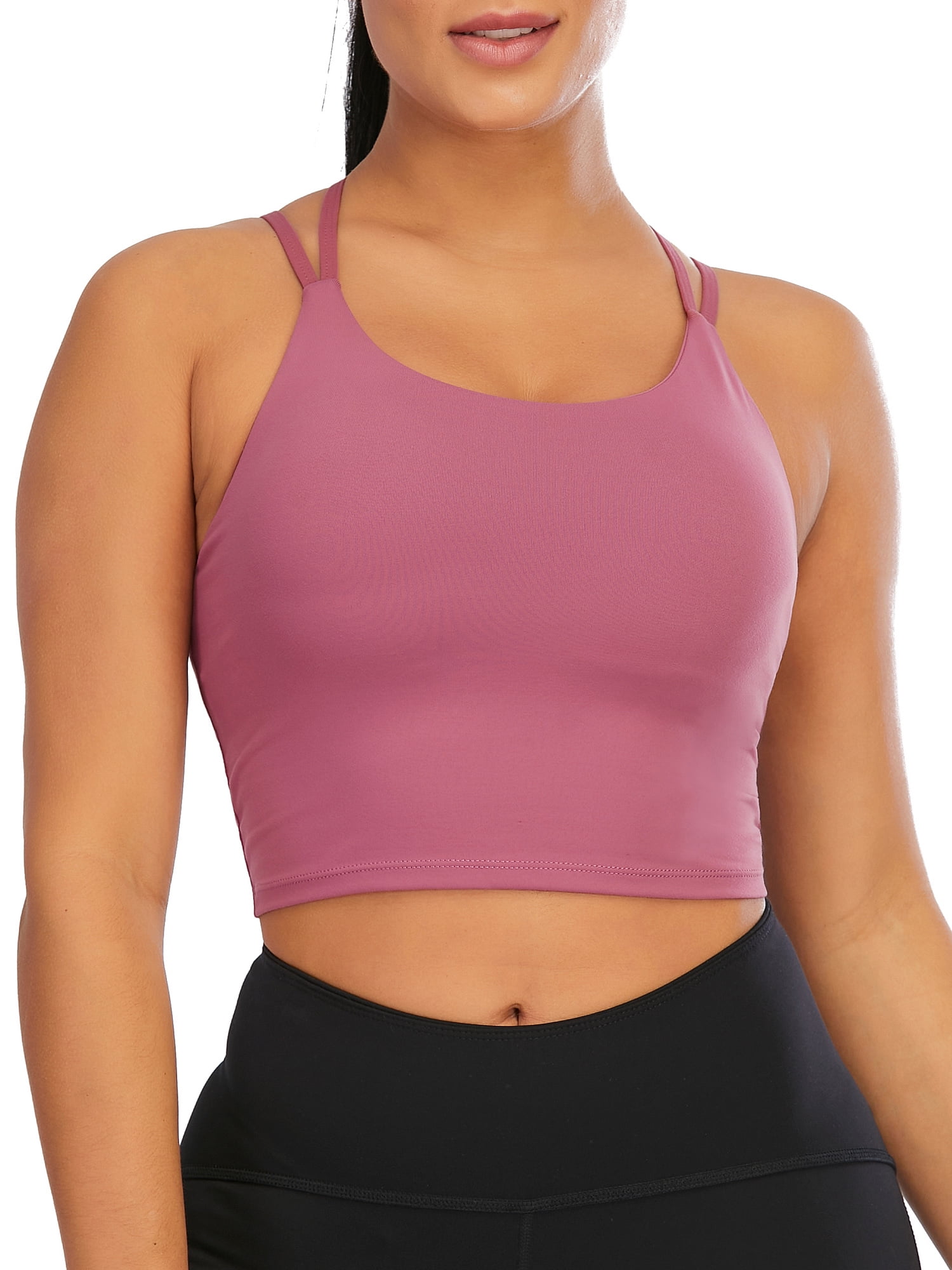 Yoga Crop Top Built-in Sports Bra Contrasting Sexy Camisole - Foto 5