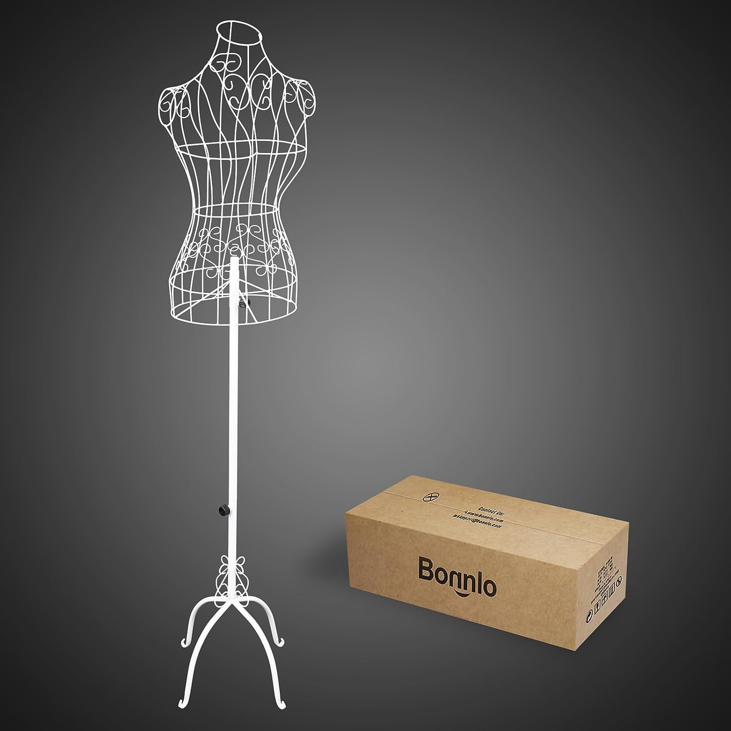 Bonnlo Female Wire Dress Form, Vintage Style Wire Mannequin for Home Decor Display, Small Size Adjustable Height Metal Wire Body