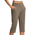 thumbnail image 2 of BRDFRL Pull On Capri Pants for Women Elastic Waist Cropped Stretch Yoga Office Pants with Pockets Coffee S, 2 of 9