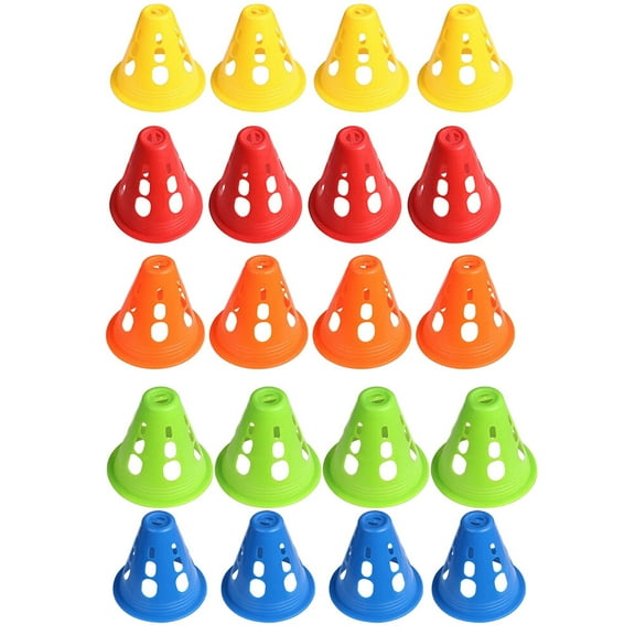 OATIPHO 20Pcs Roller Skating Training Cones Plastic Roadblock Cones Assorted Colors for Agility