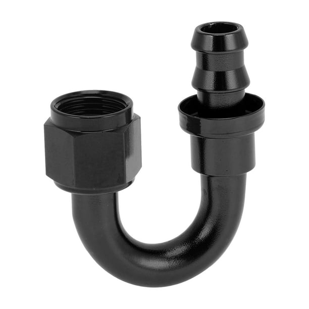 Conector de manguera giratorio de bloqueo por presión AN8 de 180 grados 1/2" ID de aleación de aluminio para línea de combustible de automóvil 1 Pc Negro