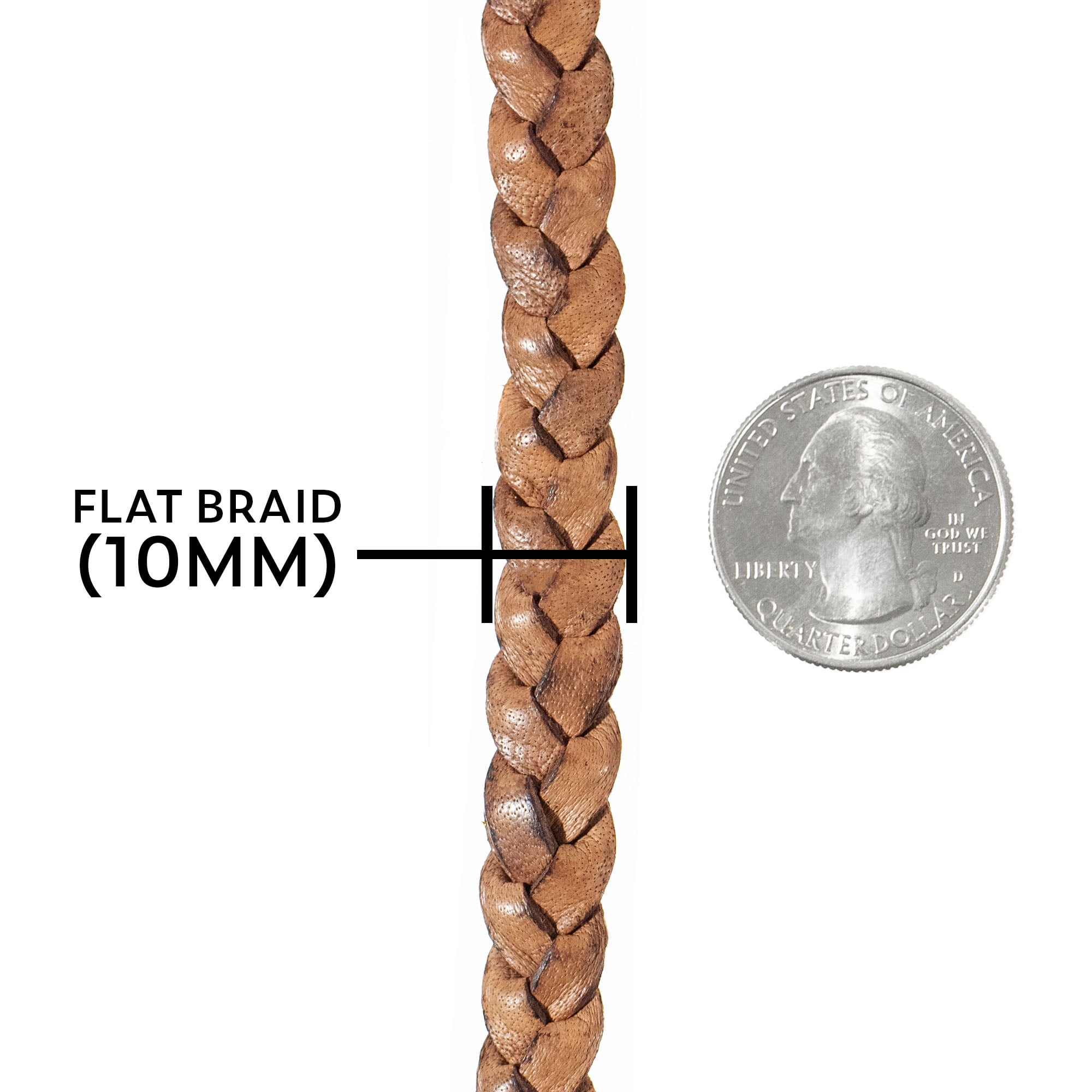 Craft County Flat Braided Leather Craft Cord - 5mm or 10mm Diameter - 5, 10, or 25 Yard Lengths - Make Jewelry, Bracelets, Necklaces, Belts, Pet Leashes and Other DIY Projects