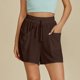 thumbnail image 3 of Pantalones Cortos de Piernas Anchas para Mujeres Lino de Color Sólido, Cintura Elástica Cómoda Longitud Regular, 3 of 8