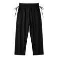 thumbnail image 5 of Rhuody Women'S Summer Pants Staight Leg Empire Waist Solid Color Shorts For Gym Workout Fashion Clothing S Black, 5 of 5