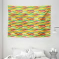 thumbnail image 1 of Geometric Tapestry, Funky Formless African Prehistoric Tiles Vivid Contrast Fashion, Wall Hanging for Bedroom Living Room Dorm Decor, 80W X 60L Inches, Magenta Marigold Jade Green, by Ambesonne, 1 of 2