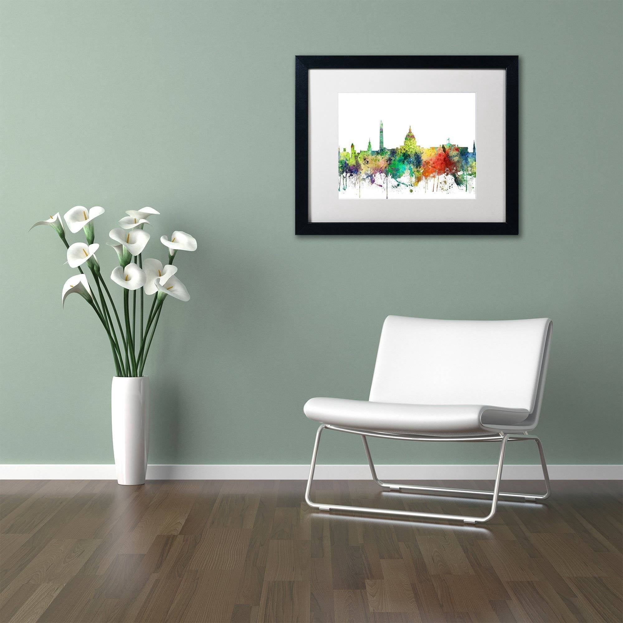 Trademark Fine Art "Washington DC Skyline SP" Canvas Art by Marlene Watson, White Matte, Black Frame
