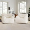 thumbnail image 4 of Bean Bag Chair, Filled Beanbag Chair for Living Room, Stuffed Beanbag Chairs, Comfy Bean Bag Chairs with Filling (Teddy Fabric in Ivory Set of 2, 39.37" D×37" W×27.56" H), 4 of 18