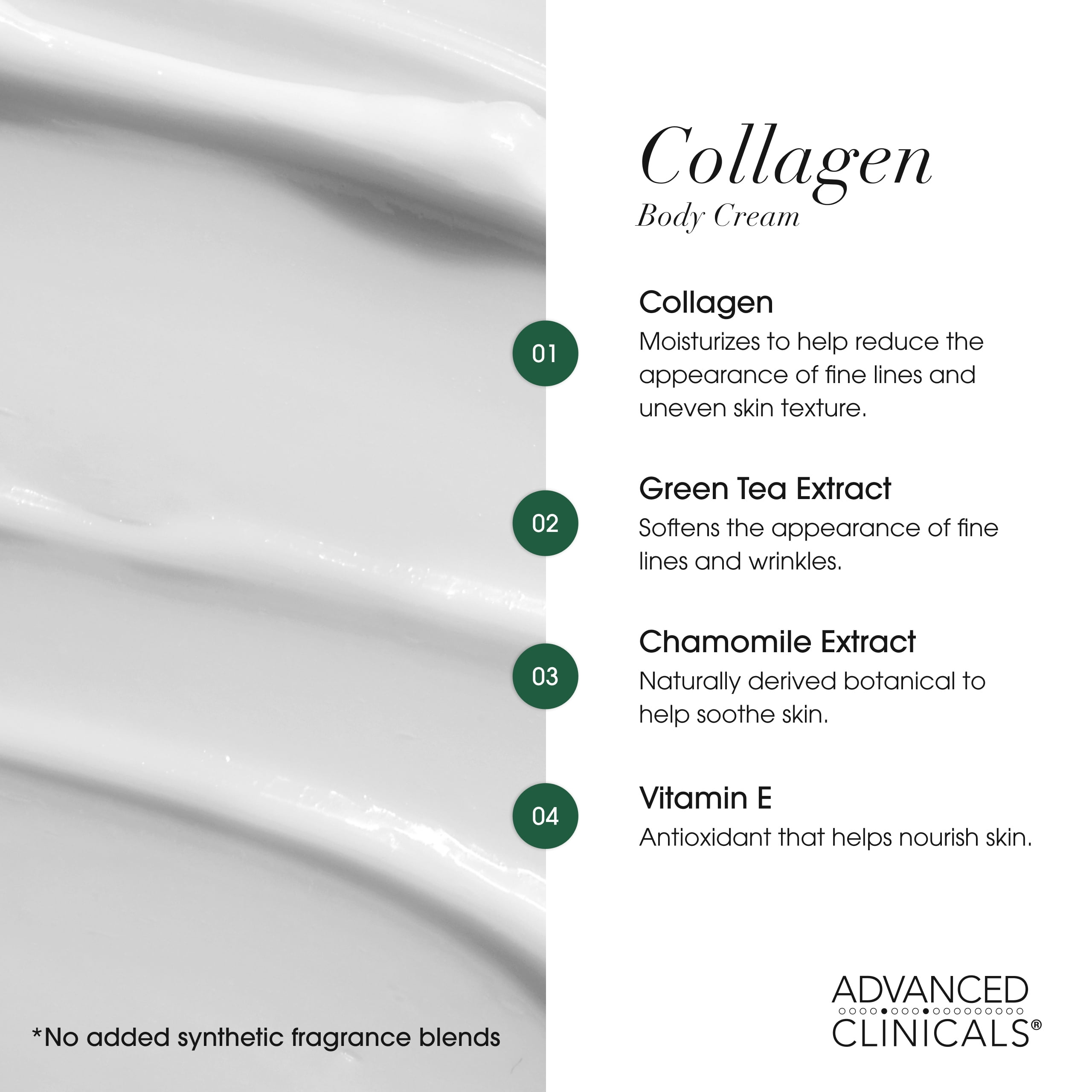 Advanced Clinicals Green Coffee Bean Body Cream and Moisturizing Collagen Body Lotion. Two 16 fl oz