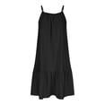 thumbnail image 5 of safuny Women's Trendy Mini Loose Dress Solid Color Sleeveless Crewneck Dress Drop Waist Ruffle Hem Retro Holiday Clothing Fashion Summer Black XL, 5 of 5