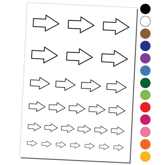 Arrow Rounded Corners Outline Water Resistant Temporary Tattoo Set Fake Body Art Collection - White