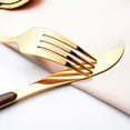 thumbnail image 5 of Silverware Flatware Set,Set of 5 Stainless Steel Cutlery Set with Imitation Wooden Handle for Household,Home Party,Wedding, 5 of 8