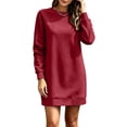 thumbnail image 5 of Squevariel Long Sleeve Sweatshirt Dress for Women Crew Neck Solid Color Casual Dress Mini Dress, 5 of 9