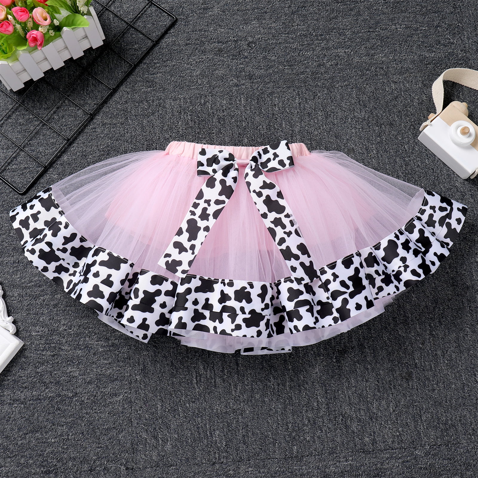 IBTOM CASTLE Baby Girl 1st Birthday Outfit Farm Cow Romper Tutu Skirt Headband Cake Smash Photo Shoot Clothes
