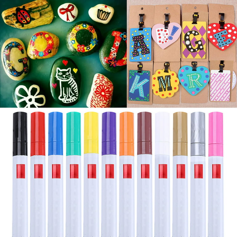 Emooqi Paint Pens, Paint Markers 20 Pack Oil-Based Painting Pen Set for  Rocks Painting Wood Plastic Canvas Glass Mugs DIY Craft
