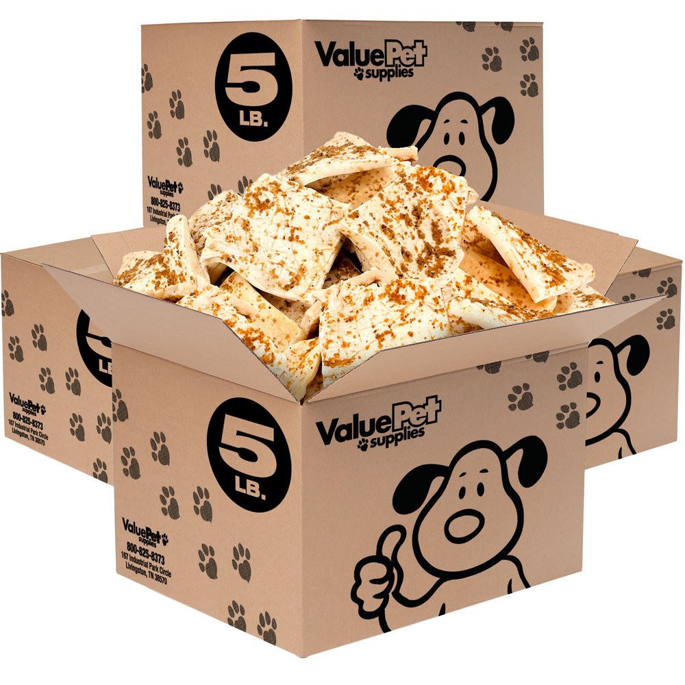 ValueBull Beef Cheek Chips for Dogs, Jumbo 45 Inch, Bully Dusted, 20 Pound