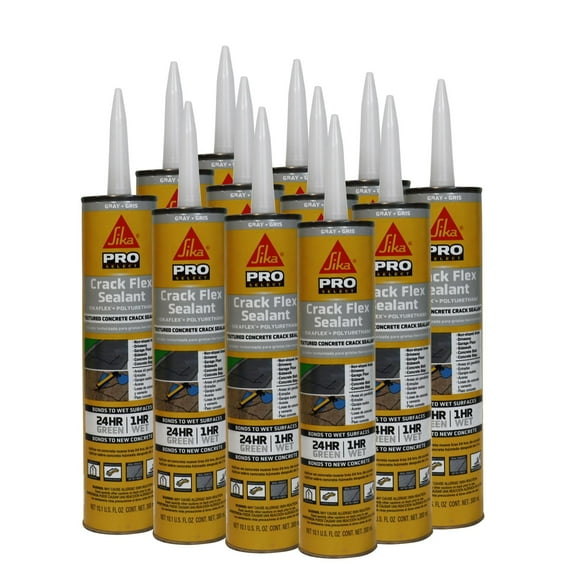 SIKA Sikaflex Crack Flex Sealant - Gray, High-Performance Polyurethane, Self-Leveling, Textured - Waterproof Seal for Horizontal Cracks - 10.1 fl. oz Pack of 12