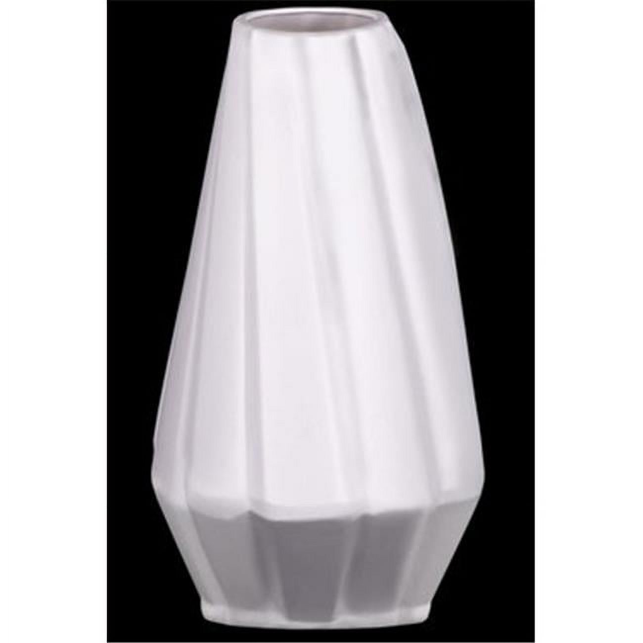 Urban Trends Collection 21476 Ceramic Eliptical Vase with Diagonal Ridges, Low Belly & Tapered Bottom, Matte Finish - White