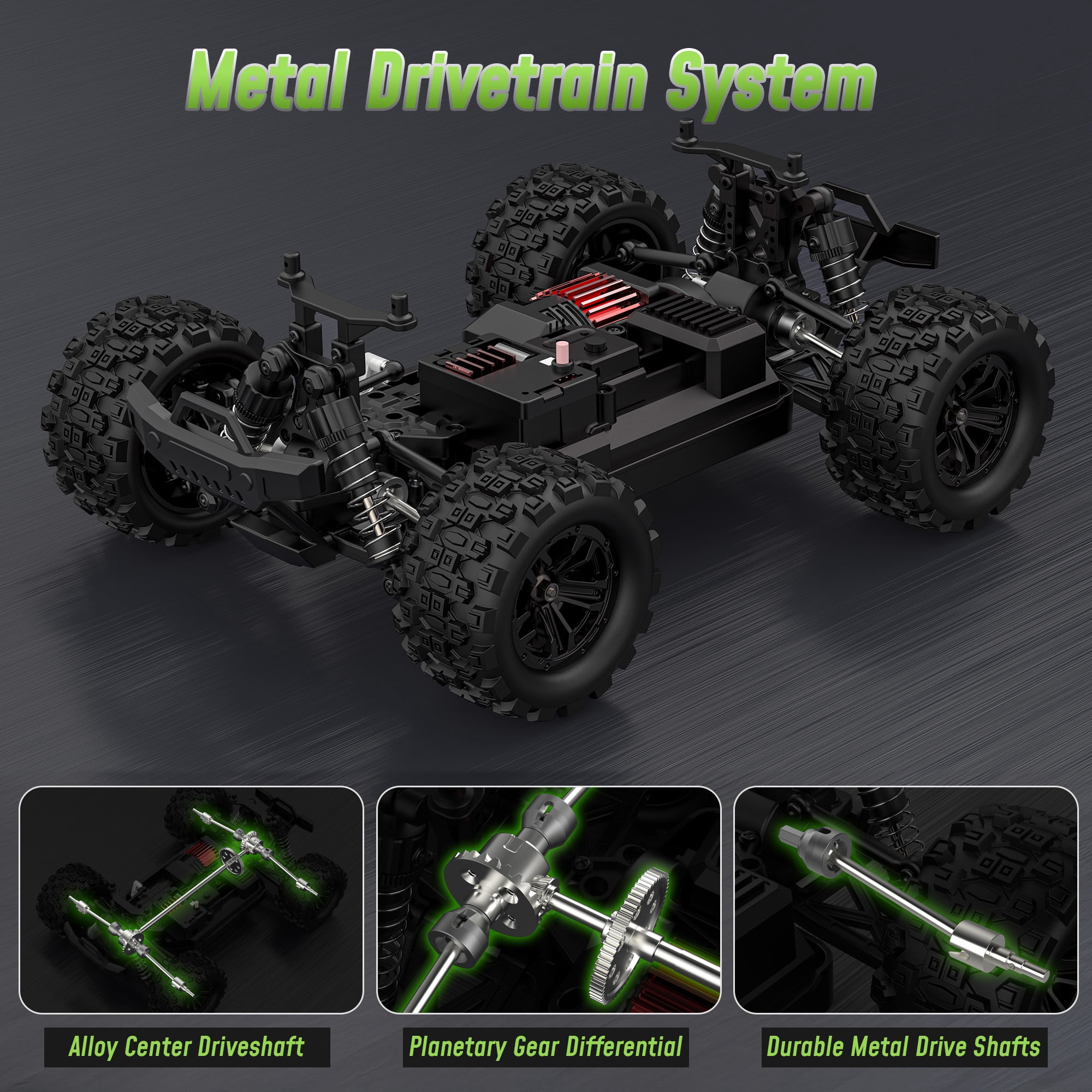 Tcovle RC Cars for Adults, 1:18 Fast Remote Control Car, 36KM/H High-Speed RC Truck 4WD w/ Gyro Stabilization, Monster Truck Toy Gift for Kids Boys, 2 Batteries & Spare Drift Tires