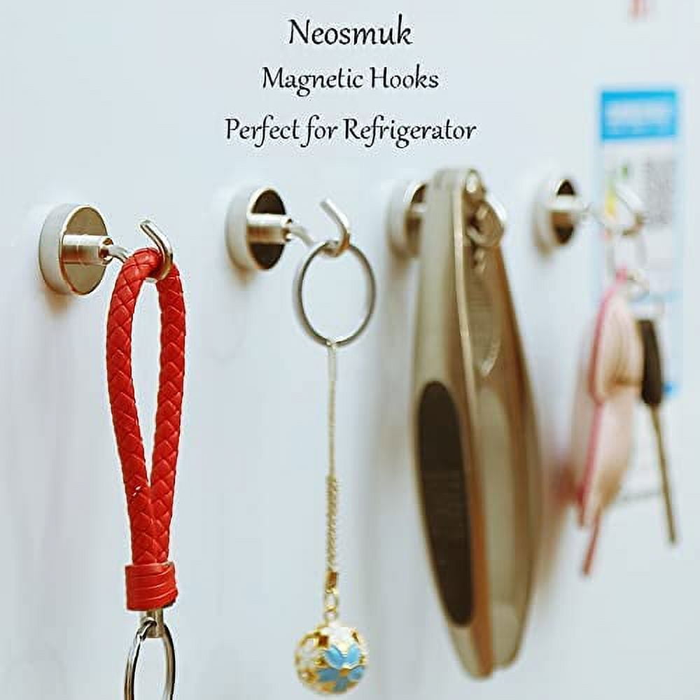 JJEAN-Magnetic Hooks, Heavy Duty 85lb+ Strong Magnet Hook for Cruise Cabins, Cruise Ship Essentials for Hanging, Metal Wall Refrigerator Hangers (Silver, 10 Pack)