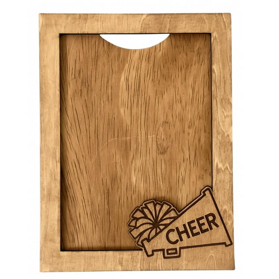 Cheer Picture Frame 5x7 Wooden Photo Frame with Megaphone & Pom Pom Design, Wall Mount & Stand, Acrylic Cover